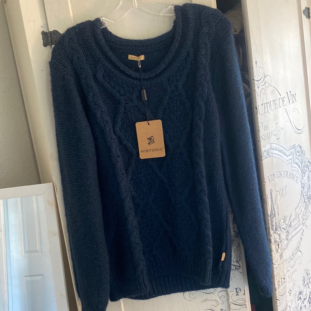 NWT Historic from Italy- Navy Wool Blend Sweater - Lg